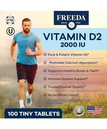 Freeda Vitamin D2 2000 IU - Kosher Certified High Potency Vegan Supplement - 100 Tablets - Buy Online on GoSupps.com