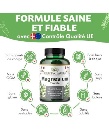 Source of Nature | Magnesium Taurate 625mg | 180 Capsules | 45 Day Supply | Elemental 50mg | High Quality | Lab Tested - Buy Online on GoSupps.com