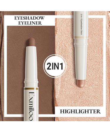  exmiloo Exmiloo Double-Ended Eyeshadow Stick Waterproof Transfer-Proof High Pigmentation Matte & Glitter Finish Cream Eyeshadow for Intense Eye Makeup (Twilight Taupe) - Buy Online on GoSupps.com