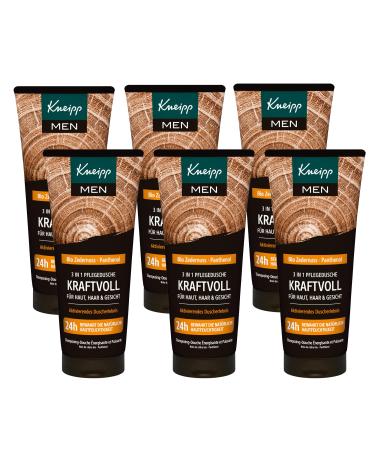 Kneipp Kneipp MEN Pack of 6 Powerful 3-in-1 Shower Gels - Organic Cedar Nut and Panthenol - For Skin Hair and Face - Pack of 6 x 200 ml
