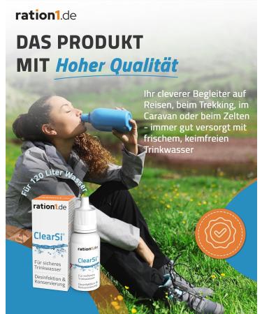 Ration1 Clearsi Water Treatment - 120L Drinking Water Disinfection for Camping | Easy 12ml Dosage Bottle - Buy Online on GoSupps.com