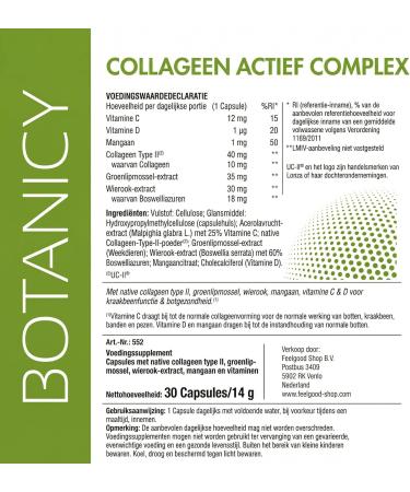 Botany BOTANICY Collagen Aktiv Complex unique cartilagebone complex with patented UCII collagen 100 natural for bones and joint health 30 capsules monthly pack - Buy Online on GoSupps.com