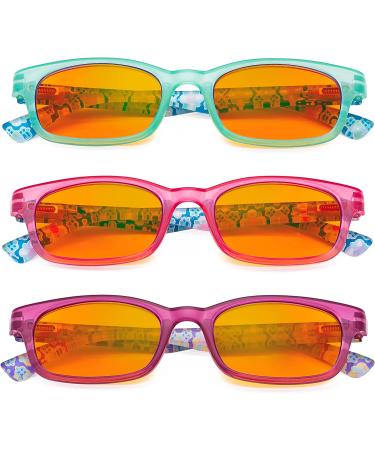 Eyekepper 3 Pack Floral Blue Light Filter Reading Glasses +1.25 with Orange Tinted Lenses | Computer Readers for Women | Blue Light Blocking | Anti-Glare | 3 Pairs - Buy Online on GoSupps.com
