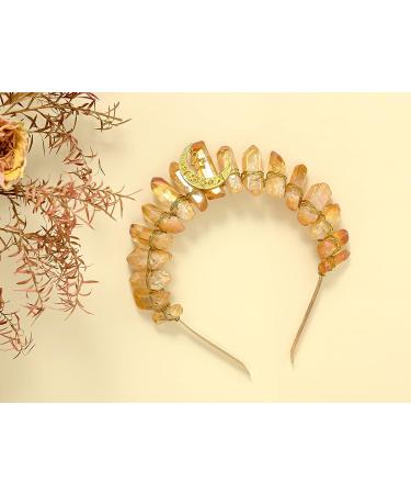 Raw Crystal Quartz Moon Goddess Crown Tiara - Amber Mermaid Wedding Headpiece - Buy Online on GoSupps.com