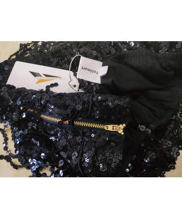 Yollmart Women's Sequins Tassel Skirts Shorts - Medium Black | Dance Festival Bottoms - Buy Online on GoSupps.com