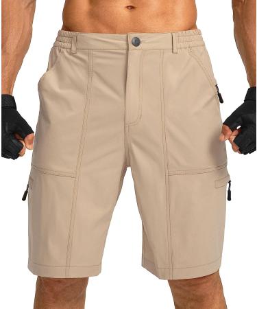 Viodia Men's Hiking Cargo Shorts X-Large Khaki - Quick Dry Lightweight Stretch Shorts for Outdoor Activities - 6 Pockets - Ideal for Fishing, Golf - Buy Online on GoSupps.com