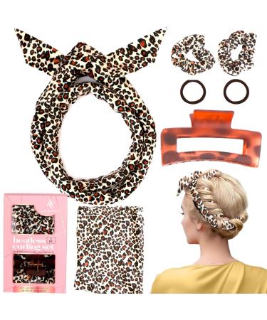 ADMORA Heatless Curlers Headband Heatless Curlers Heatless Hair Curling Set No Heat Hair Curlers with Accessories Overnight Heatless Soft Curls Heatless Curlers for Long and Short Hair (Leopard)