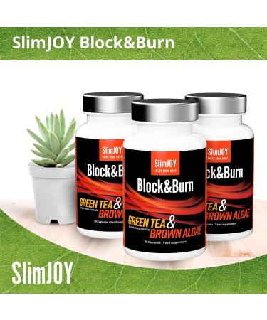 Slimjoy Block & Burn - Double Fat Burning Capsules with Green Tea Extract & Brown Sea Algae | 90 Day Supply - Buy Online on GoSupps.com