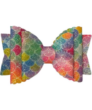 Mermaid Glitter Hair Accessories Bows Clips Slides Grips 3.5" Inch Multi Coloured Cute Handmade For Woman Girls Hairbows - 2x Bows Multi-Coloured - Buy Online on GoSupps.com