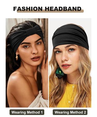 Buy PROPOG Boho Hairband Set for Women | 6 Pcs Wide Elastic Yoga Headbands - Black Hair Accessories for International Shipping - Buy Online on GoSupps.com