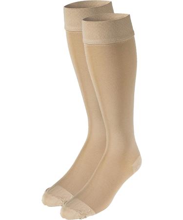Truform 20-30 mmHg Compression Stockings for Men & Women | Knee High Closed Toe Beige | Small Size (1 Pair - Buy Online on GoSupps.com