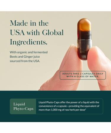 Gaia Herbs Ginger-Beet Postbiotic - Supplement for Gut & Heart Health Support - Made with Organic Fermented Beets & Ginger - Free from Dairy Soy & Gluten - 60 Vegan Capsules (30 Servings) - Buy Online on GoSupps.com