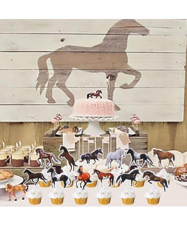 Horse Cupcake Toppers Horse Racing Party Cake Decoration for Horse Theme Birthday Party Kentucky Derby Supplies SET of 24 - Buy Online on GoSupps.com