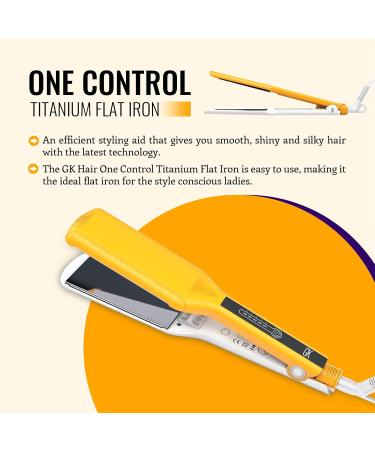 GK HAIR Global Keratin One Control Titanium Flat Iron - 1.5" Professional Straightener for All Hair Types Auto Shutoff 150C-232C - Buy Online on GoSupps.com