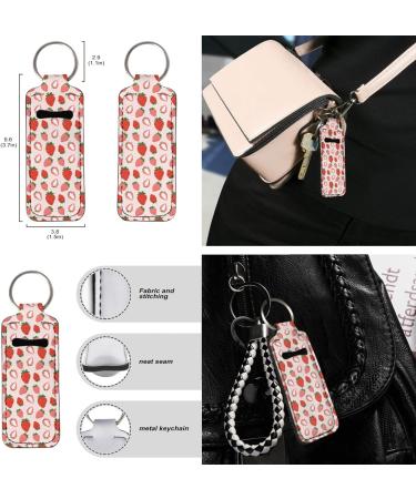 Coldinair Novelty Print Chapstick Holder Keychain Lip Balm & Hand Sanitizer Holder - Pink Strawberry - Buy Online on GoSupps.com