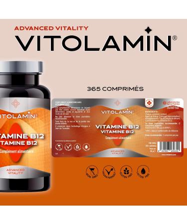 VITAMINE B12 | VITOLAMIN | 365 COMPRIM S | Contribue au m tabolisme nerg tique normal au syst me immunitaire et la fonction nerveuse normale - Buy Online on GoSupps.com