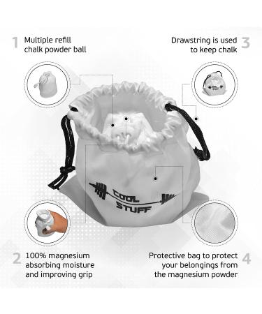 CoolStuff Traction Hand Grip - Gym Chalk Powder Ball Sock with Protective Bag for Gymnastics, Crossfit, Weightlifting, Rock Climbing - Buy Online on GoSupps.com