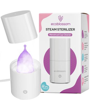 Ecoblossom Menstrual Cup Sterilizer - Modern Menstrual Cup Cleaner Unscented Sanitizer - 2-Minute Automatic Steam Wash - Holder Fits Small Soft & Large Period Disc - Steamer Wipes Out 99.9% of Germs 1 Count (Pack of 1)