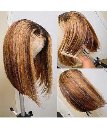 MILLYSHINE Omber Honey Blonde Bob Wig 12 Inch | 13x4 Frontal Lace Human Hair Wig - Buy Online on GoSupps.com