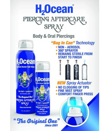 H2Ocean Piercing Aftercare Spray 1.5oz - Organic Sea Salt Keloid Treatment for Ear, Nose, Naval, Oral Body Piercings - Buy Online on GoSupps.com