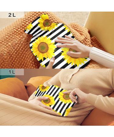 Vintage Sunflower Stripe Hot Water Bottle 2L - Pain Relief & Winter Warmth for Hands & Feet - Buy Online on GoSupps.com