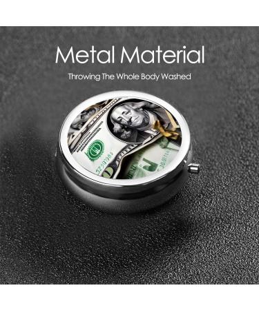 Banknote Pattern Round Pill Box | 3 Compartment Organizer & Portable Travel Accessory - Buy Online on GoSupps.com