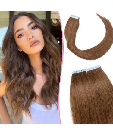 SEGO TAPE Extensions real hair hair extension adhesive tape 20 Tresses 60g/set 100% remy human hair band in hair parts smooth light brown#6-1 12 "(30cm) -50g 30 cm light brown#6