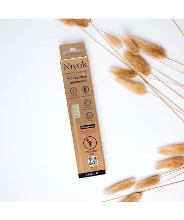 NIYOK Bamboo Toothbrush for Children - Sustainable Plastic-Free Dental Brush with Medium-Soft Bristles - Buy Online on GoSupps.com