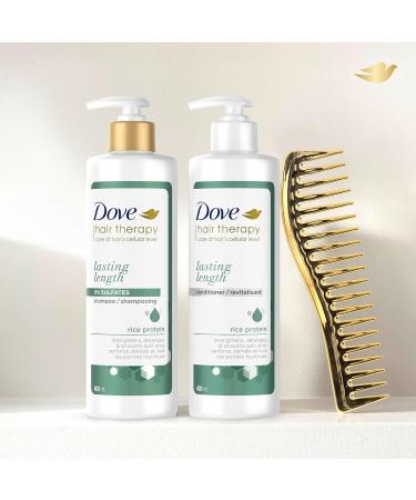 Dove Hair Therapy Lasting Length For Detangling & Smoothing Split Ends Shampoo Strengthening Shampoo for Damaged Hair with Rice Protein 400 ml - Buy Online on GoSupps.com