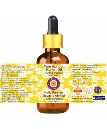 Pure Apricot Kernel Oil (15ml) - Cold Pressed Glass Dropper - 100% Natural Herbal Extract | D ve Herbes - Buy Online on GoSupps.com