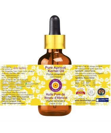 Buy Pure Apricot Kernel Oil (Prunus Armeniaca) - Cold Pressed with Glass Dropper - Pack of 2 (100ml x 2) - International Shipping Available - Buy Online on GoSupps.com