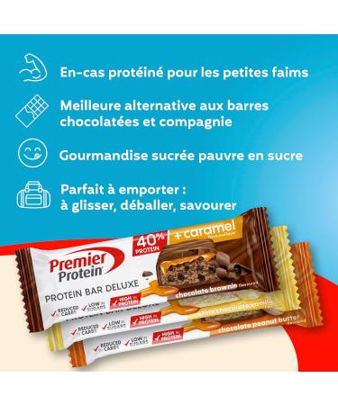 Premier Protein - Protein Bar Deluxe 40% - Multiflavourbox - 15x50g - faible en sucres pauvre en glucides sans huile de palme Multiflavour 15x50g - Buy Online on GoSupps.com