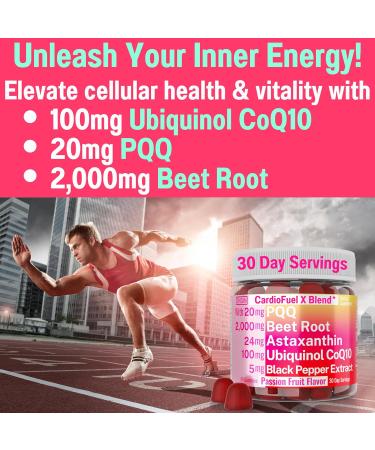 Buy Ubiquinol CoQ10 PQQ Astaxanthin Beets Gummies - Super Mitochondrial ATP Supplements for Energy Boost | 20mg-400mg Options Available - Buy Online on GoSupps.com