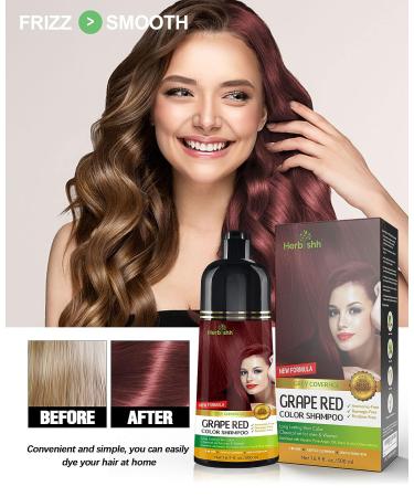 Herbishh Hair Color Shampoo for Gray Hair - Grape Red 500ml | Long-Lasting 3-in-1 Magic Hair Dye Shampoo - Ammonia-Free - Buy Online on GoSupps.com