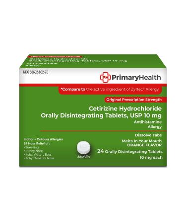 Primary Health Cetirizine Hcl 10mg Odt 24 Count 24 Count 24 Count (Pack of 1)
