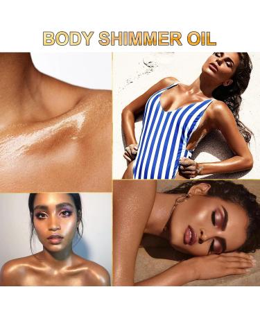 Body Shimmer Oil 100ml | Long Lasting Moisturizing Luminizer & Waterproof Highlighter - Bronze Gold Glow - Buy Online on GoSupps.com