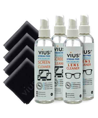 Lens and Screen Cleaner Kit - vius Lens and Screen Cleaner Combo Kit (Travel 4-Pack)