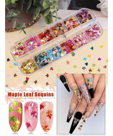 Shop Ebanku Fall Maple Leaf Nail Art Sequins - Autumn Glitter for DIY Nail Designs - Holographic Nail Art Supply - Buy Online on GoSupps.com