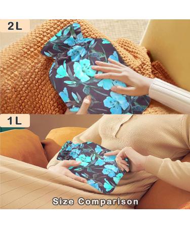 NAANLE 2L Hot Water Bottle with Watercolor Blue Flower Cover - Pain Relief & Cold Therapy Ideal for Back Pain Hand & Foot Warmers - Buy Online on GoSupps.com