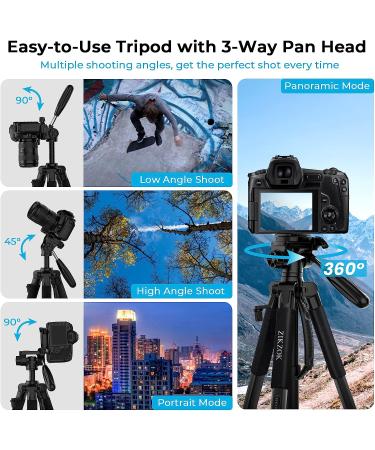 ZIKZOK 75 Inch Lightweight Aluminum Camera Tripod for DSLR/SLR/DV/GoPro/iPhone - Black - Buy Online on GoSupps.com