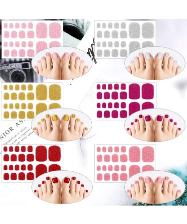 12 Sheets Glitter Toe Nail Wraps - Self-Adhesive Polish Stickers - Nail Art Decals - Manicure Kit with 12 Styles - Classic Colors for Women and Girls - Buy Online on GoSupps.com