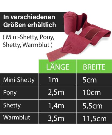 Fleece Horse Bandages with Velcro Fastener - 4 Set in Bordeaux with Storage Bag | Ideal for Pony Care - Buy Online on GoSupps.com