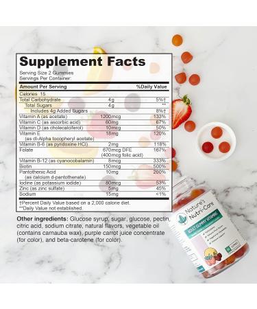 Nature's Nutri-Care Gummy Vitamins - Multivitamins for Women and Men - Vegetarian Chewable Supplements - Made in USA - 60 Servings - Buy Online on GoSupps.com