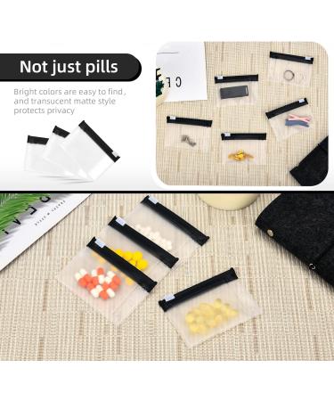 20 Reusable Black Pill Organizer Pouches - Zippered Clear Plastic Travel Bags for Medicine Storage - Buy Online on GoSupps.com