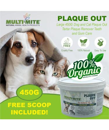 PLAQUE OUT 450G: Organic Tartar & Plaque Remover for Dogs & Cats - Bad Breath & Gum Care - Buy Online on GoSupps.com