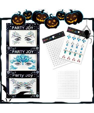 Face Jewels - Makeup & Festival  Unicorn Mermaid Temporary Tattoo for Rave Party Body Eye Face Gem Stickers (Collection 1)
