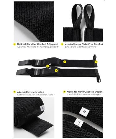 Fitgrand Wrist Bandages & Tensile Aids (2 Set) | Optimal Support for Strength Training Fitness Bodybuilding Weightlifting - Unisex Black - Buy Online on GoSupps.com