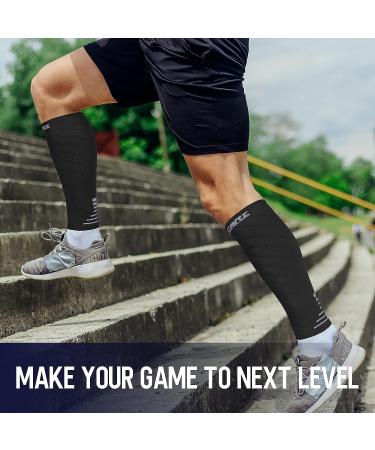 Thoxcare Calf Compression Sleeve for Men Women (1 Pair) - Leg Support Compression Socks for Running - Black/Gray, Large - Buy Online on GoSupps.com