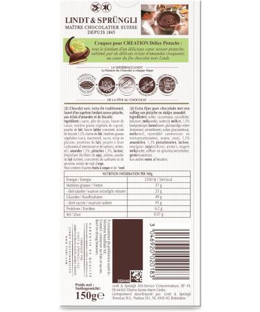 Lindt - D lice Pistachio Eclats D'Almonds CREATION Tablet - Dark Chocolate 150 g - Buy Online on GoSupps.com