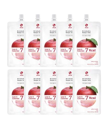 JELLY B Drinkable Konjac Jelly (10 Packs of 150ml) - Healthy and Natural Weight Loss Diet Supplement Foods, 0 Gram Sugar, Low Calorie, Only 6 kcal Each Packets, (Apple)